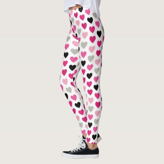 Sweetheart Scribbles: Pink and Black Heart Legging レギンス (左)