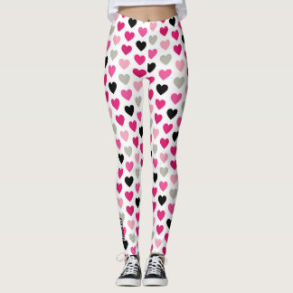 Sweetheart Scribbles: Pink and Black Heart Legging レギンス