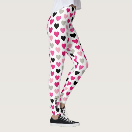 Sweetheart Scribbles: Pink and Black Heart Legging レギンス (右)
