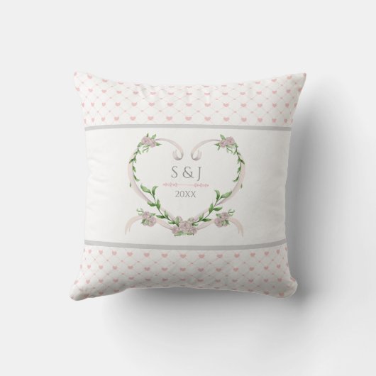 Sweetheart Soft Pink Romantic Valentines クッション (裏面)
