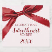 Sweetheart Soiree Elegant Bow Valentines Day Party スパークリングワインラベル (シングルラベル)