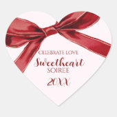 Sweetheart Soiree Elegant Bow Valentines Day Party ハートシール (正面)