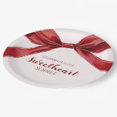 Sweetheart Soiree Elegant Bow Valentines Day Party ペーパープレート (アングル)