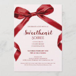 Sweetheart Soiree Elegant Bow Valentines Day Party 招待状