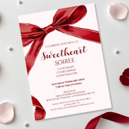 Sweetheart Soiree Elegant Bow Valentines Day Party 招待状