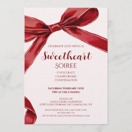 Sweetheart Soiree Elegant Bow Valentines Day Party 招待状