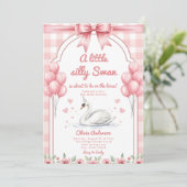  sweetheart Swan blue Gingham Ribbon floral girl 招待状 (スタンド正面)