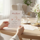 Sweetheart Tea Party Pink Stripe Baby Shower 招待状