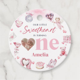 Sweetheart Valentine 1st Birthdayフォトメッセージカード フェイバータグ