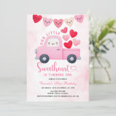 Sweetheart Valentine 1st Birthday Truck Balloon  招待状 (スタンド正面)