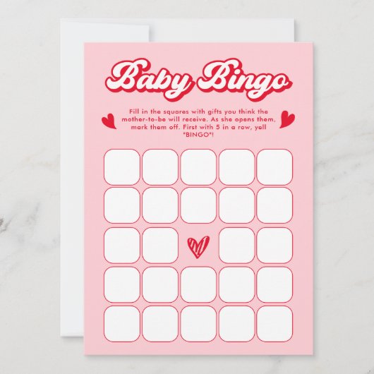 Sweetheart Valentine Baby Shower Baby Bingo Game 招待状 (正面)