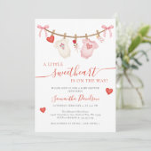 Sweetheart Valentine Clothesline Baby Shower 招待状 (スタンド正面)