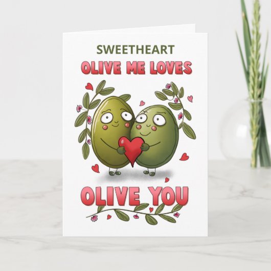 Sweetheart Valentine Olive Me Loves You カード (正面)
