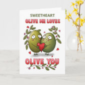 Sweetheart Valentine Olive Me Loves You カード (黄色い花)
