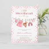 Sweetheart valentine's clothesline baby shower 招待状 (スタンド正面)