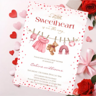 Sweetheart valentine's clothesline baby shower 招待状