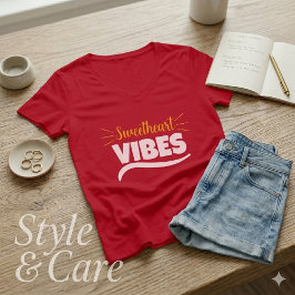Sweetheart Vibes Graphic Women’s V-Neck T-Shirt Tシャツ