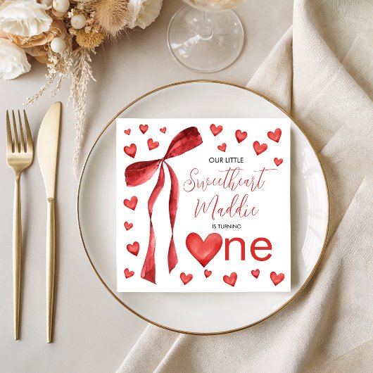 Sweetheart Watercolor Hearts Napkins スタンダードカクテルナプキン