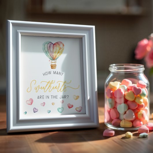 Sweethearts in Jar Baby Shower Game Sign ポスター