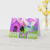 Sweetheart's Pink Dog House Greeting Card カード (黄色い花)