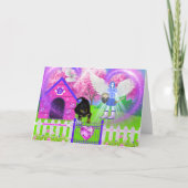 Sweetheart's Pink Dog House Greeting Card カード (正面)