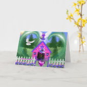 Sweetheart's Pink & Violet Tulip Dog House Card カード (黄色い花)