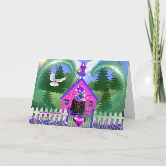 Sweetheart's Pink & Violet Tulip Dog House Card カード (正面)