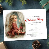 Sweetish Little Girl Awaiting Santa Editable  招待状