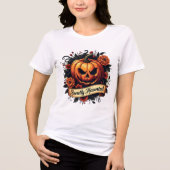 Sweetly Haunted Gothic Floral Pumpkin - Halloween  トライブレンドＴシャツ (正面)