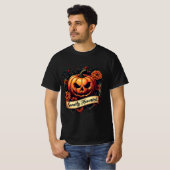 Sweetly Haunted Gothic Floral Pumpkin - Halloween  Tシャツ (正面フル)