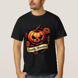 Sweetly Haunted Gothic Floral Pumpkin - Halloween Tシャツ