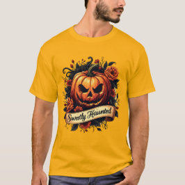 Sweetly Haunted Gothic Floral Pumpkin - Halloween Tシャツ