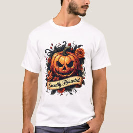 Sweetly Haunted Gothic Floral Pumpkin - Halloween Tシャツ