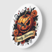 Sweetly Haunted Vintage Pumpkin | フラワーハロウィン ラージ壁時計 (傾斜)