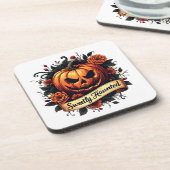 Sweetly Haunted Vintage Pumpkin | Floral Halloween コースター (左側)