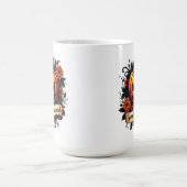 Sweetly Haunted Vintage Pumpkin | Floral Halloween コーヒーマグカップ (中央)