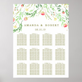 Sweetly Romantic | Floral Wedding Seating Chart ポスター