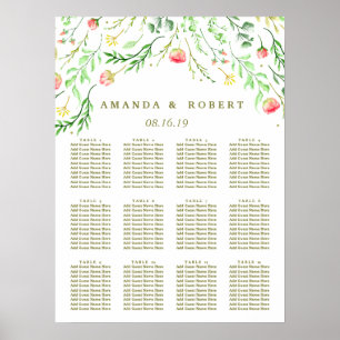 Sweetly Romantic Floral Wedding Seating Chart ポスター