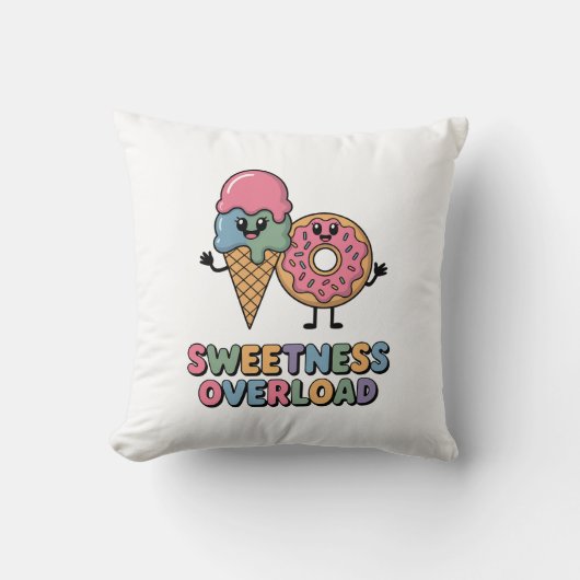 Sweetness Overload | ドーナツとアイスのキッズデザイン クッション (正面)