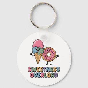 Sweetness Overload ドーナツとアイスの子供デザイン キーホルダー