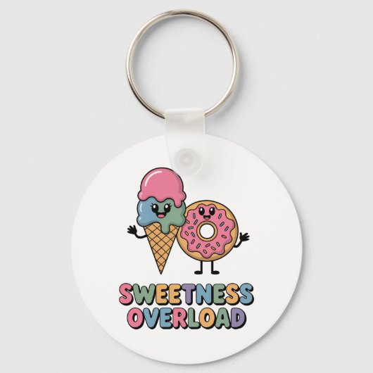 Sweetness Overload | ドーナツとアイスの子供デザイン キーホルダー (正面)