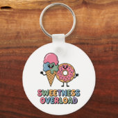 Sweetness Overload | ドーナツとアイスの子供デザイン キーホルダー (正面)