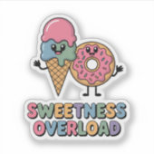 Sweetness Overload | ドーナツとアイスの子供デザイン シール (正面)
