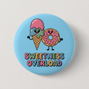 Sweetness Overload   ドーナツとアイスの子供デザイン 缶バッジ