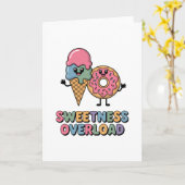 Sweetness Overload | ドーナツとアイスクリームの子供デザイン カード (黄色い花)