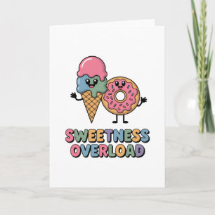 Sweetness Overload ドーナツとアイスクリームの子供デザイン カード