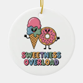 Sweetness Overload | ドーナツとアイスクリームの子供デザイン セラミックオーナメント