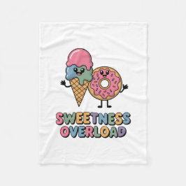 Sweetness Overload | ドーナツとアイスクリームの子供デザイン フリースブランケット