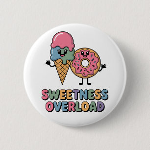Sweetness Overload   ドーナツとアイスクリームの子供デザイン 缶バッジ