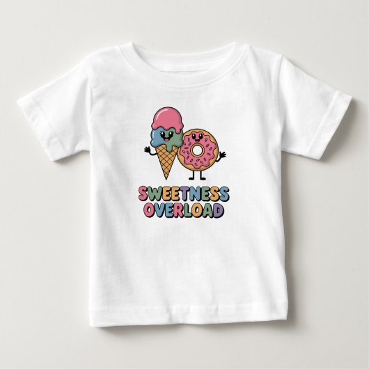 Sweetness Overload | ドーナツとアイスクリーム ベビーTシャツ (正面)